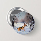 Badge Rond 5 Cm Basenji Laisser neiger Noël (Devant & derrière)