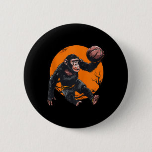 Badge Rond 5 Cm Basket-ball Animal Art Basket-ball Lover Monkey Dr