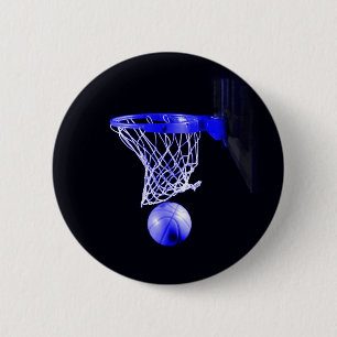 Badge Rond 5 Cm Basket-ball bleu