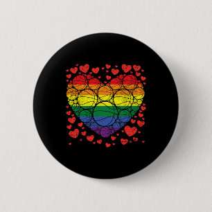Badge Rond 5 Cm Basket-ball Coeur Gay Retro Pride Drapeau LGBT-Q P