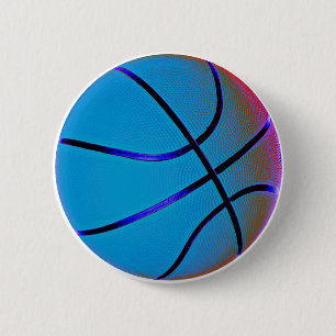Badge Rond 5 Cm Basket-ball de bleu royal