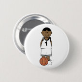 Badge Rond 5 Cm Basket-ball de garçon d'Afro-américain (Devant & derrière)