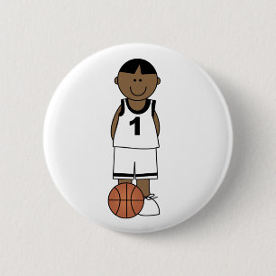 Badge Rond 5 Cm Basket-ball de garçon d'Afro-américain