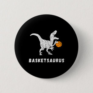 Badge Rond 5 Cm Basket-ball Dinosaur Baller T-rex Dino Jouer Bask