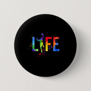 Badge Rond 5 Cm Basket-ball Homme Ball Is Life Watercolor Basket-b
