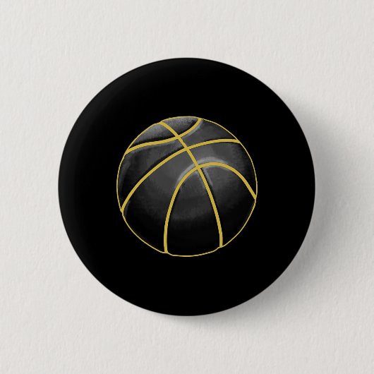 Badge Rond 5 Cm Basket-ball Illustration Black Gold Ball Design St (Devant)