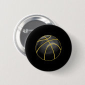 Badge Rond 5 Cm Basket-ball Illustration Black Gold Ball Design St (Devant & derrière)