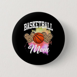 Badge Rond 5 Cm Basket-ball Leopard Heart Tie Dye Basketball Maman