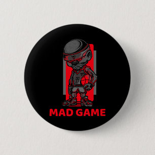 Badge Rond 5 Cm Basket-Ball Made Jeu Rouge Et Gris
