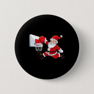Badge Rond 5 Cm Basket-ball Noël Père Noël Chelem Dunk Hommes Garç