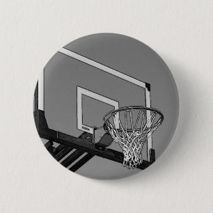 Badge Rond 5 Cm Basket-ball noir et blanc