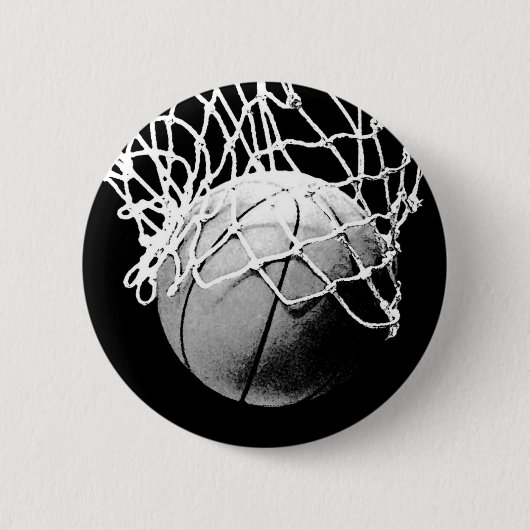 Badge Rond 5 Cm Basket-ball noir et blanc (Devant)