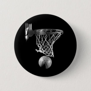 Badge Rond 5 Cm Basket-ball noir et blanc