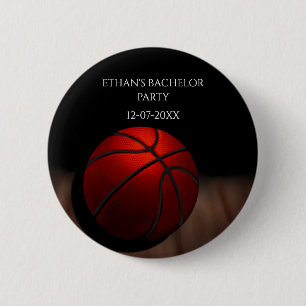 Badge Rond 5 Cm Basket-ball orange noir Bachelor / Fête d'annivers