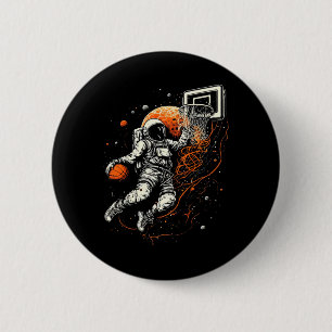 Badge Rond 5 Cm Basket-ball spatial Cool pour enfants avec astrona