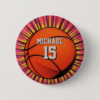 Badge Rond 5 Cm Basket-ball Votre nom Pop Art