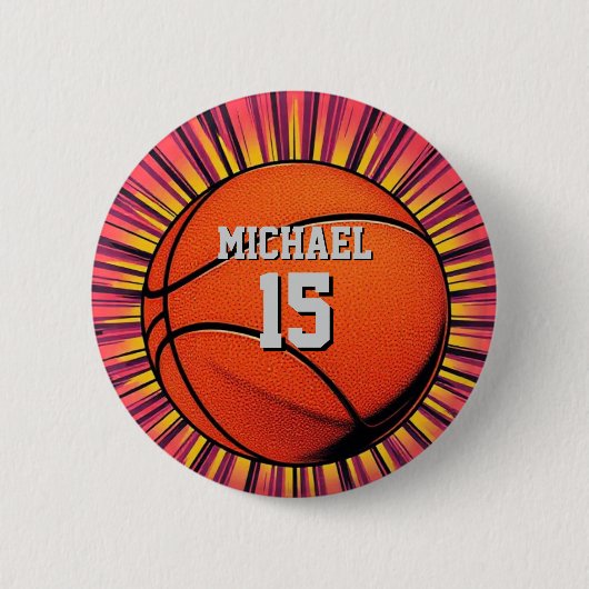 Badge Rond 5 Cm Basket-ball Votre nom Pop Art (Devant)