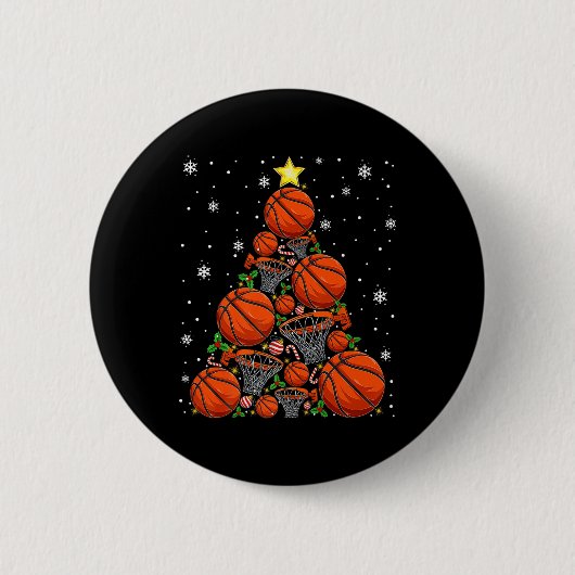 Badge Rond 5 Cm Basket-ball Xmas Tree Lights Père Noël Basket-ball (Devant)