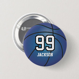 Badge Rond 5 Cm Basket bleu   Bouton Personnaliser