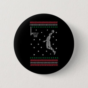 Badge Rond 5 Cm Basket Dunking Christmas Cool Sport Ugly X-Mas
