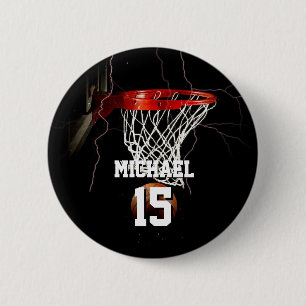 Badge Rond 5 Cm Basketball Ajouter Votre Nom Et Votre Numéro