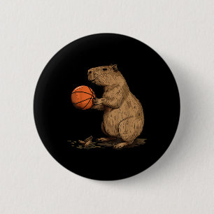 Badge Rond 5 Cm Basketball Animal Art Basketball Lover Capybara Dr