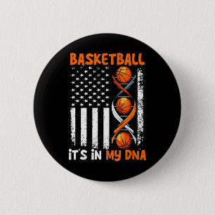 Badge Rond 5 Cm Basketball C'est dans mon Dna Fun Player Coach Tea