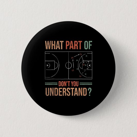 Badge Rond 5 Cm Basketball Coach What Part Of Dont You Understand  (Devant)
