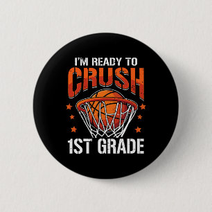 Badge Rond 5 Cm Basketball de 1ère année Revenir à l'école garçons