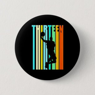 Badge Rond 5 Cm Basketball féminin garçon 13 ans papa homme rétro