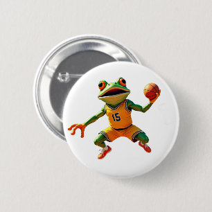 Badge Rond 5 Cm Basketball Frog bouton blanc