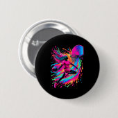 Badge Rond 5 Cm Basketball Girl Colorful (Devant & derrière)