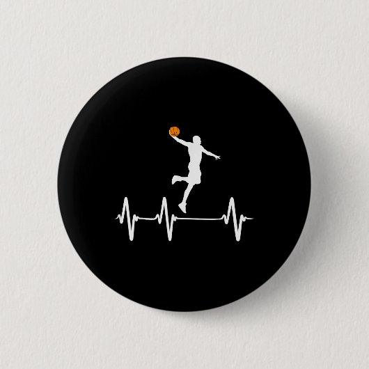 Badge Rond 5 Cm Basketball Heartbeat (Devant)