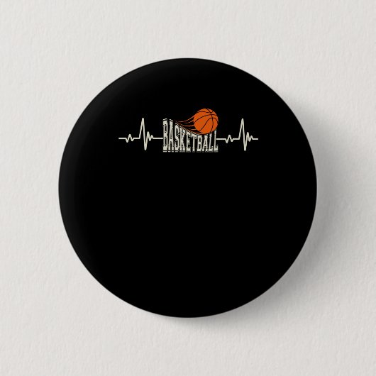 Badge Rond 5 Cm Basketball Heartbeat 3 (Devant)
