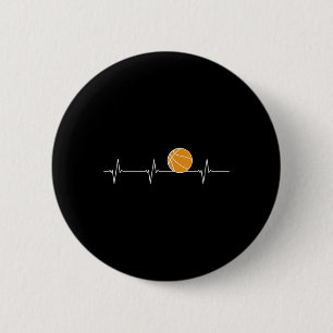 Badge Rond 5 Cm Basketball Heartbeat - Ball Ecg Pulse Pour Ventila