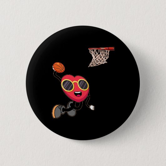 Badge Rond 5 Cm Basketball Lover Hoop Loop Valentine Day (Devant)