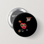 Badge Rond 5 Cm Basketball Lover Hoop Loop Valentine Day (Devant & derrière)