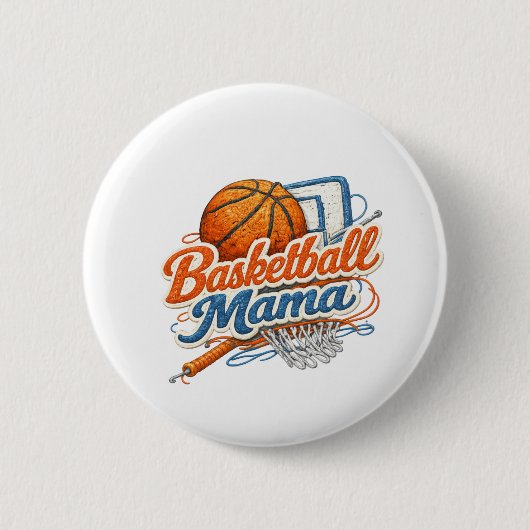Badge Rond 5 Cm Basketball Mama Button Pin (Devant)