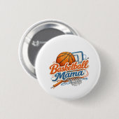 Badge Rond 5 Cm Basketball Mama Button Pin (Devant & derrière)