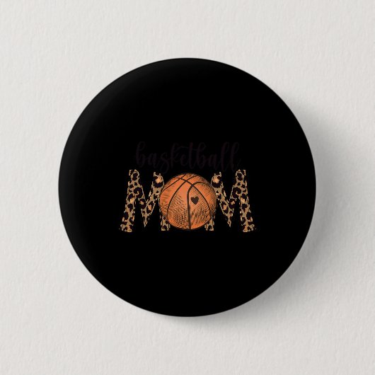 Badge Rond 5 Cm Basketball Maman Empreinte de léopard Cheetah Fier (Devant)