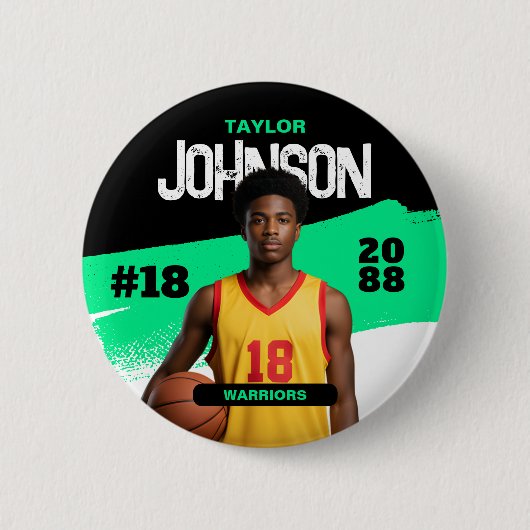 Badge Rond 5 Cm Basketball Player Senior Night Custom Photo Sports (Devant)