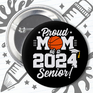 Badge Rond 5 Cm Basketball Senior Class 2024 Graduation Fier Maman