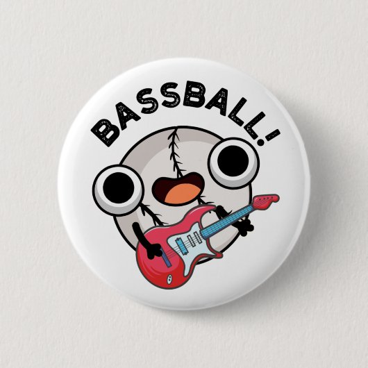 Badge Rond 5 Cm Basse-ball Funny Baseball Bass Guitariste Pun (Devant)