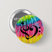 Badge Rond 5 Cm Basse Clé Treble Coeur Clé Rétro Hippie Cravate-Dy (Devant & derrière)