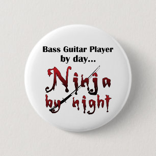 Badge Rond 5 Cm Basse guitare Ninja