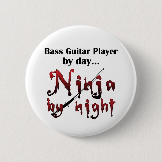 Badge Rond 5 Cm Basse guitare Ninja (Devant)