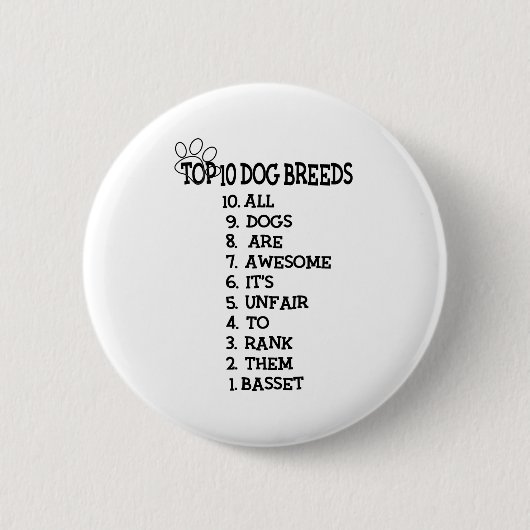 Badge Rond 5 Cm basset de rang de chien (Devant)