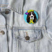 Badge Rond 5 Cm Basset Hound (En situation)