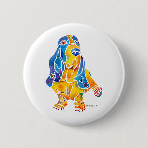 Badge Rond 5 Cm Basset Hound