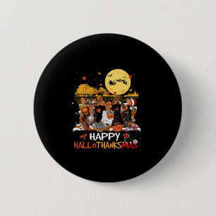 Badge Rond 5 Cm Basset Hound Joyeux Hallothanksmas Halloween Merci